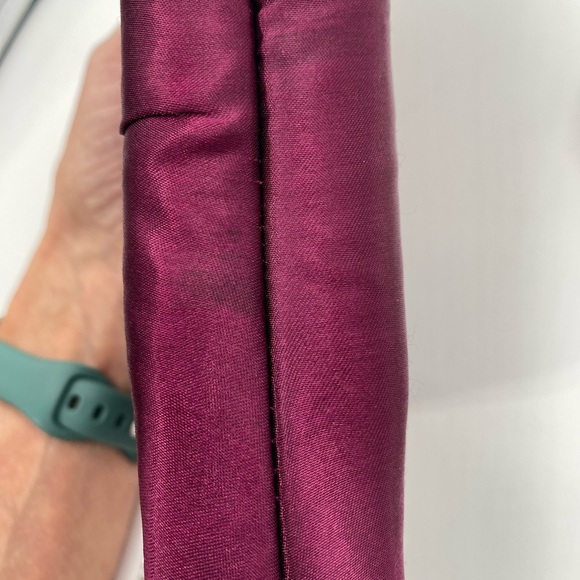 Gunne Sax Satin Pleated Burgundy Evening Bag Clutch with Silver Chain Hardware - Picture 12 of 12